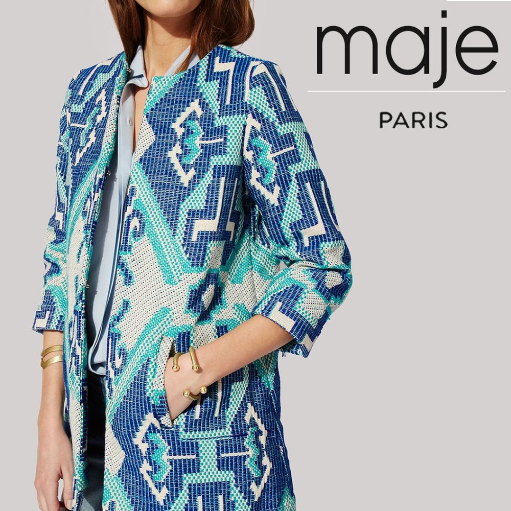 NWT Maje Grenade jacquard cotton-blend coat